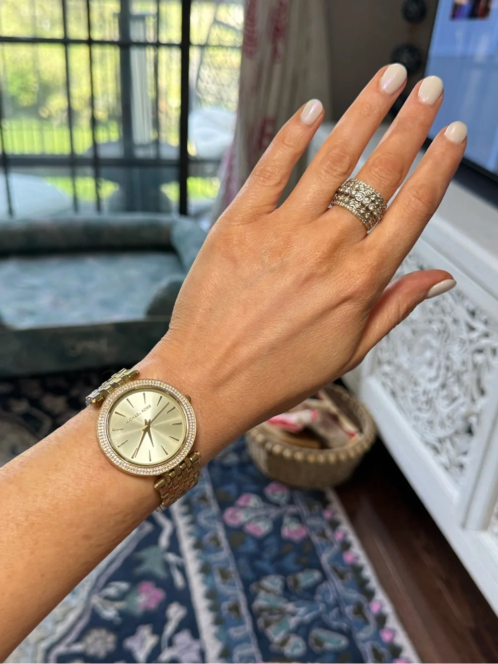 🌟 *LIKE NEW* Michael Kors Gold Crystal Diamond Bezel Watch (for‎ petite wrist)